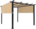 10' x 10' Steel Flat Top Pergola with Adjustable and Removable Canopy