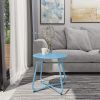 Steel Patio Side Table Outdoor Round End Table, Metal-blue