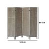 67 Inch Paulownia Wood 4 Panel Divider Screen; Woven Willow Design; Light Brown; DunaWest