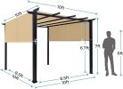 10' x 10' Steel Flat Top Pergola with Adjustable and Removable Canopy