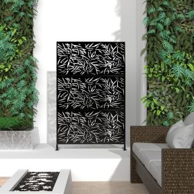 6.5 ft. H x 4 ft. W Outdoor Laser Cut Metal Privacy Screen, 24"*48"*3 panels (Color: Black, Material: Galvanized steel)