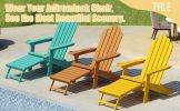 TALE Folding Adirondack Chair with Pullout Ottoman with Cup Holder, Oversized, Poly Lumber,  for Patio Deck Garden, Backyard Furniture, Easy to Instal